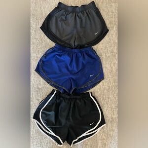Lot of 3: Women’s Nike Tempo shorts with liner. Gray, Blue, & Black. Sz Med. EUC